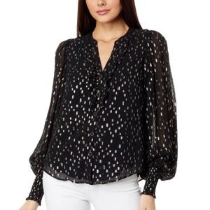 Lilly Pulitzer Rowe Black and Gold Women's Top Size L NWT